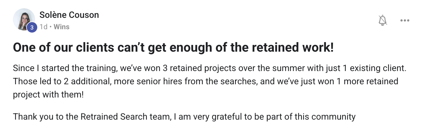 Solène Couson — Client can't get enough of the retained work